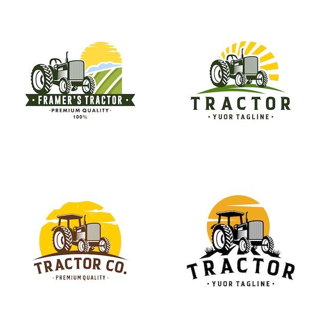 Trator fazenda logo template stock vector