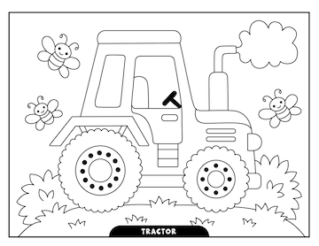 desenho de trator com rosto para colorir para crianças 10002498