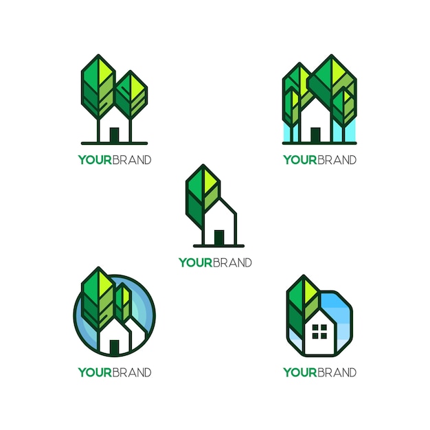 Vetor tree house logo template set