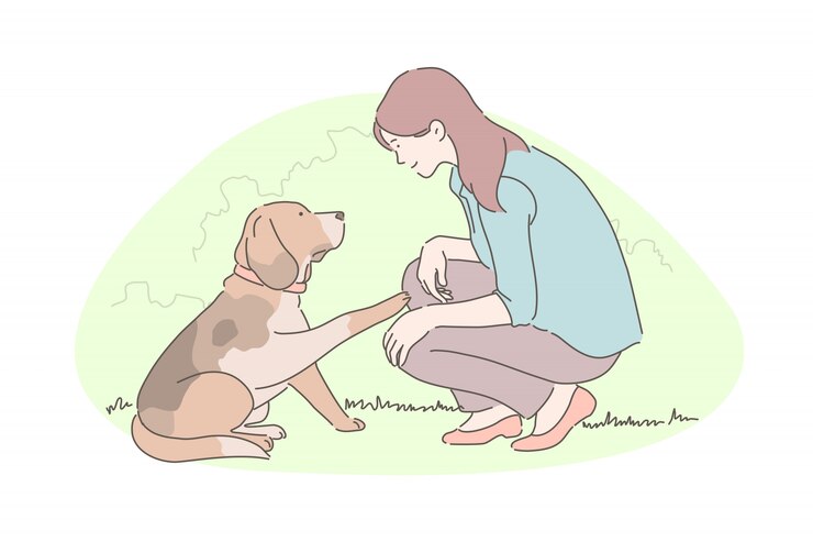 Vetor treinamento de cães, adoção de animais, conceito de atividade de caridade