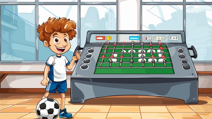 Vetor treinamento de jogadores de futebol em ilustração de esportes de ginásio