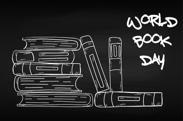 Treinamento. dia mundial do livro. abril. conhecimento. leitura. mundo. para o seu design. folha. placa de giz. escola.