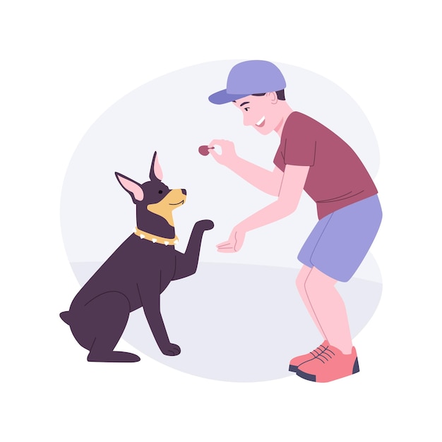 Vetor treinando seu cão isolado ilustrações vetoriais de desenhos animados