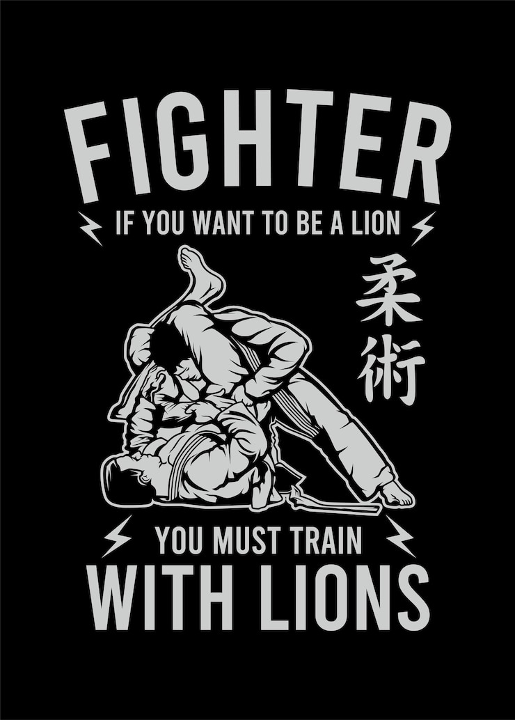 Vetor treine com o leão jiu jitsu