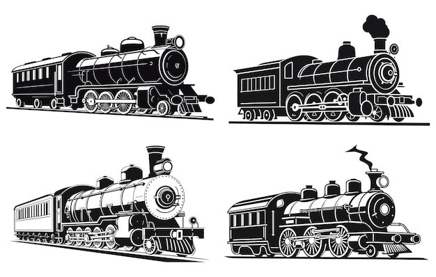 Trem a vapor vintage Trem retro emblema de transporte vintage Ilustração vetorial