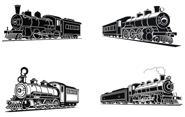 Trem a vapor vintage Trem retro emblema de transporte vintage Ilustração vetorial