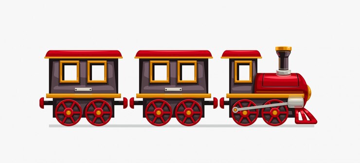 Trem colorido dos desenhos animados em branco