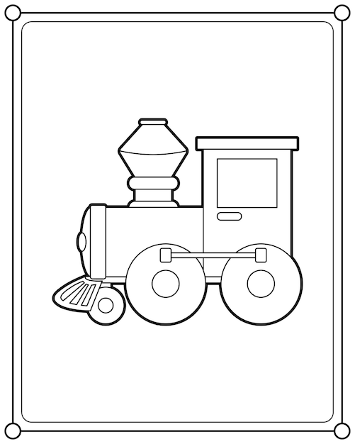 Vetor trem de brinquedo adequado para ilustração vetorial de página para colorir infantil