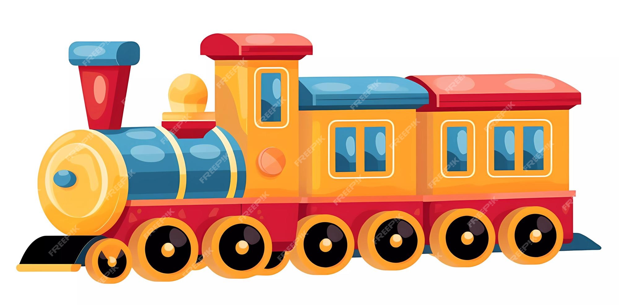 trem de brinquedo multicolorido com fumaça e sombra 6696181 Vetor no  Vecteezy