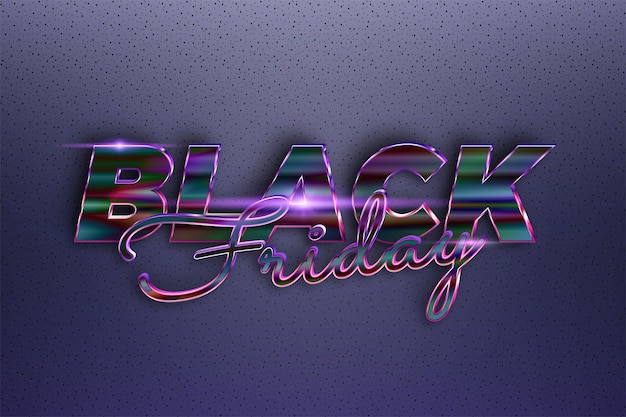 Trendy Black Friday efeito de texto metal temático