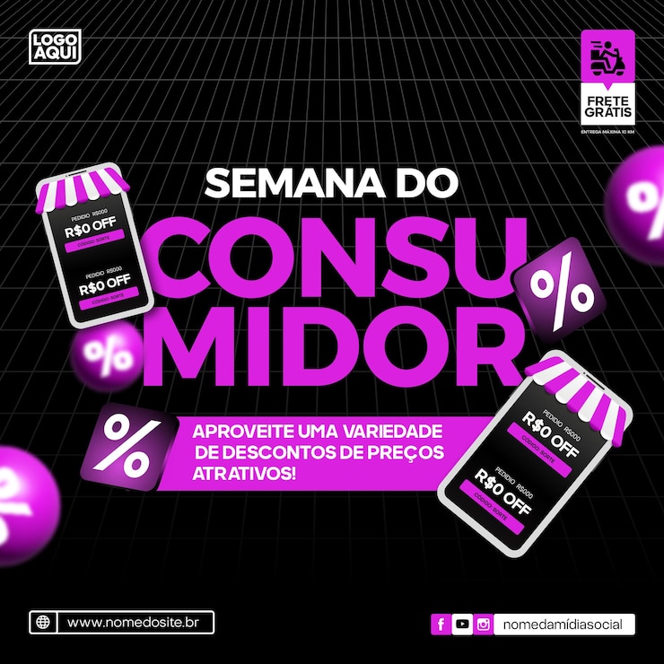 Vetor trendy semana do consumidor poster de marketing para lojas on-line