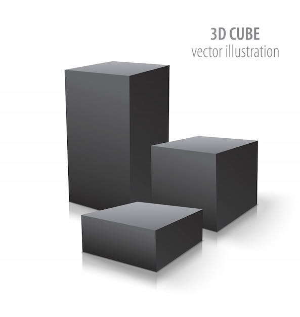 Três cubos 3d isolados no branco