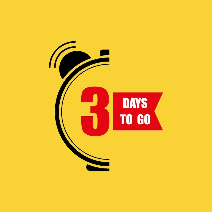 Vetor três dias para a última contagem regressiva. só três dias. três dias.