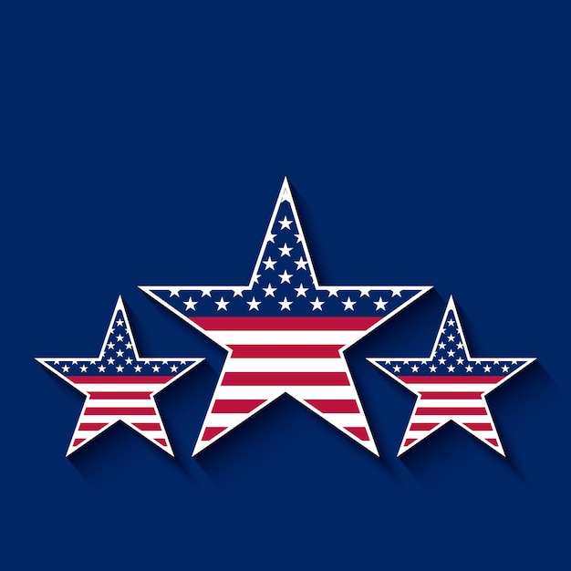 Três estrelas da bandeira americana em fundo azul