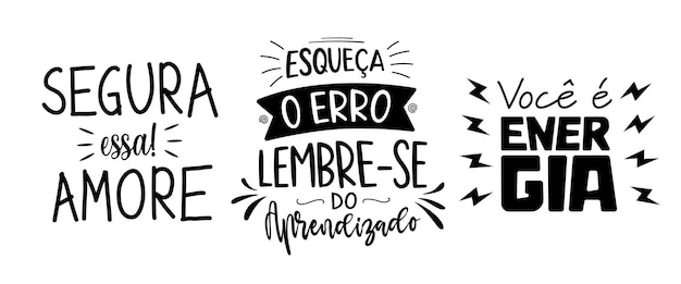 Três frases em tradução para o português do brasil pega esse amor esquece o erro lembra da lição você é energia