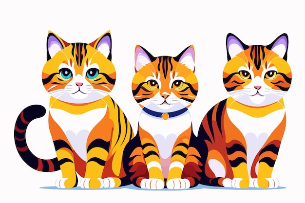 Ilustração Vetorial De Três Gatos Pintados Linhas Royalty Free SVG,  Cliparts, Vetores, e Ilustrações Stock. Image 40500642