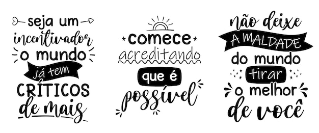 Três letras motivacionais em português brasileiro