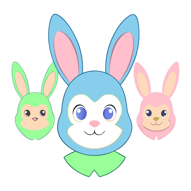 Vetor três personagens de desenhos animados são mostrados com um deles tem uma fita verde em torno das orelhas