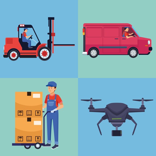 Três trabalhadores logísticos