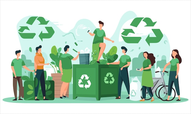 Vetor triagem de resíduos zero resíduos recicláveis reciclagem limpeza reciclagem sustentabilidade rejeição triagem de resíduos ma