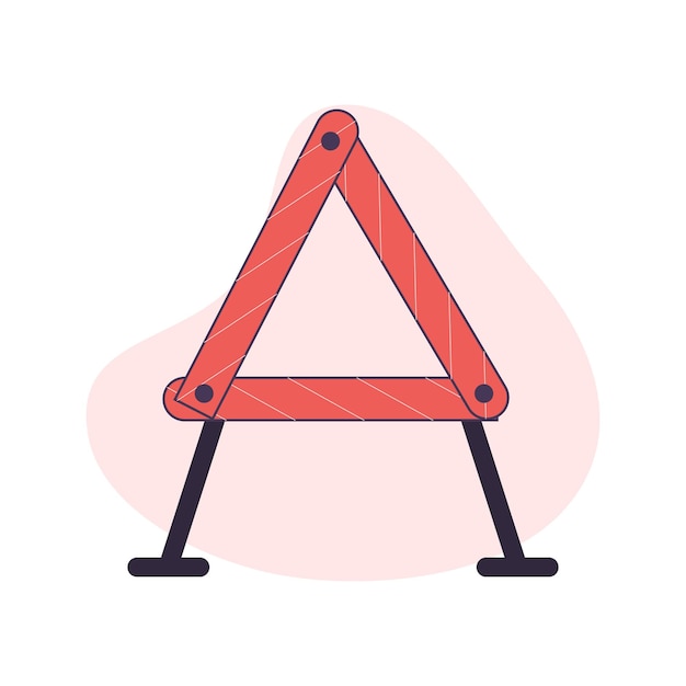 Triângulo de advertência ou ilustração vetorial plana refletora isolada em um fundo branco imagem de sinal de estrada do sinal de parada de emergência do automóvel
