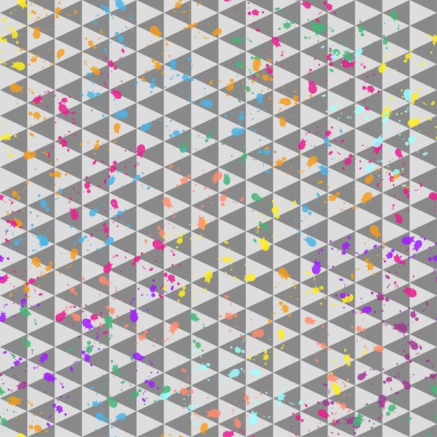 Triângulo geométrico com padrão de fundo de moda vetor de respingo de tinta sem costura