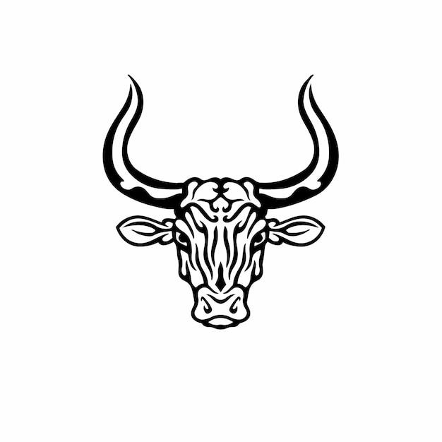 Tribal bull head logo tattoo design stencil ilustração em vetor