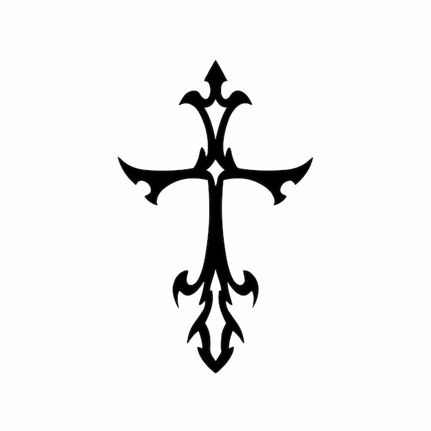 Vetor tribal christian cross logotipo tatuagem desenho estêncil ilustração vetorial