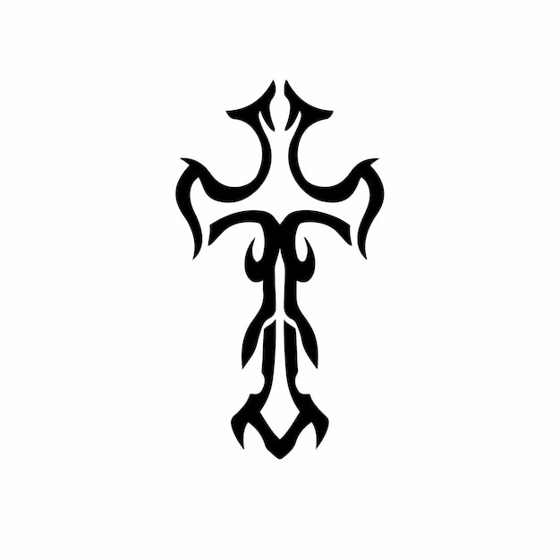 Tribal christian cross logotipo tatuagem desenho ilustração vetorial