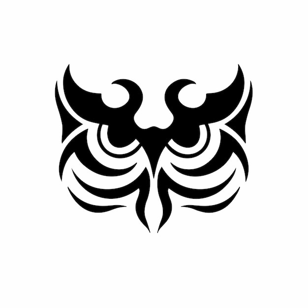 Tribal owl logo tattoo design stencil ilustração em vetor