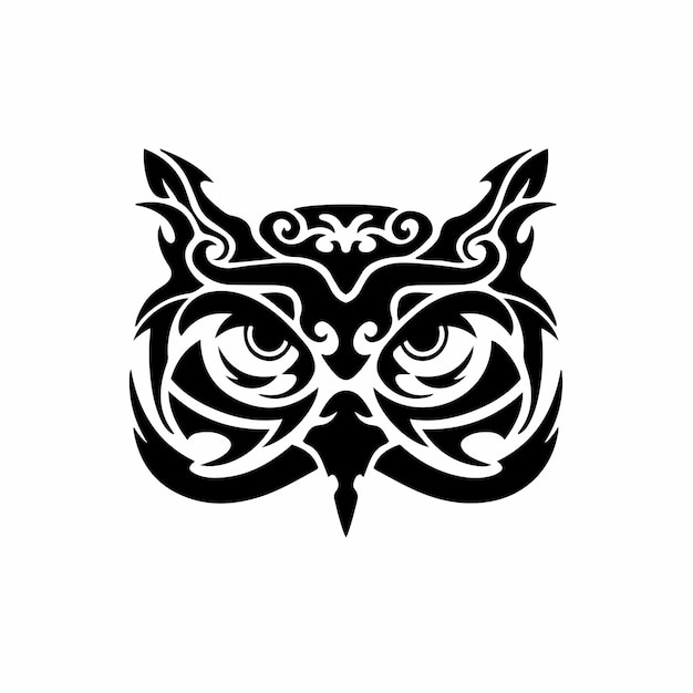 Tribal owl logo tattoo design stencil ilustração em vetor