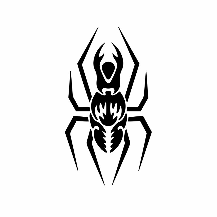 Vetor tribal spider head logo tattoo design stencil ilustração em vetor