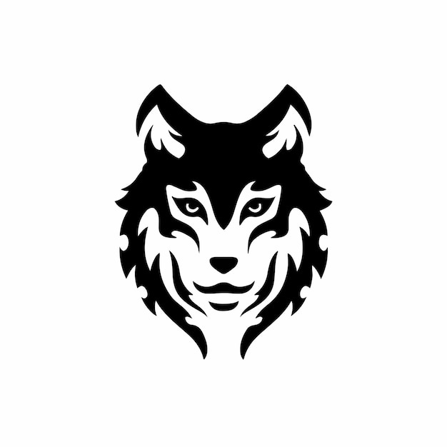 Tribal wolf head logo tattoo design ilustração em vetor