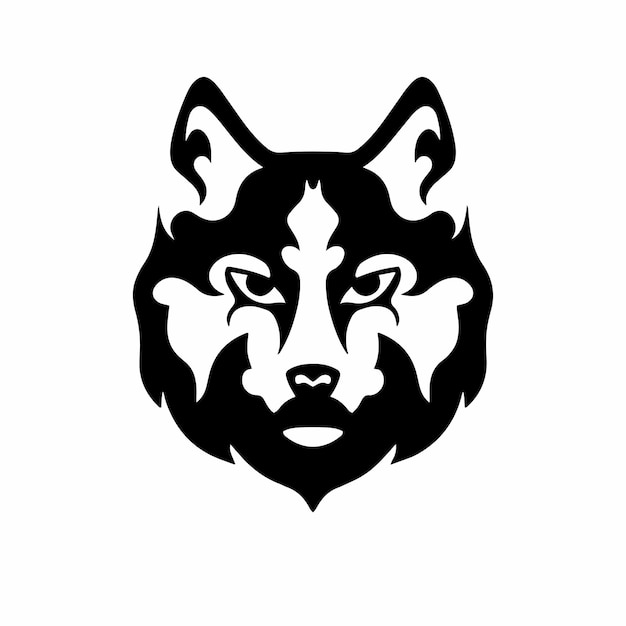 Tribal wolf head logo tattoo design ilustração em vetor