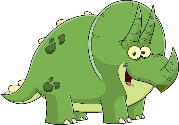 Triceratops dinossauro personagem de desenho animado vetor mão ilustrações desenhadas