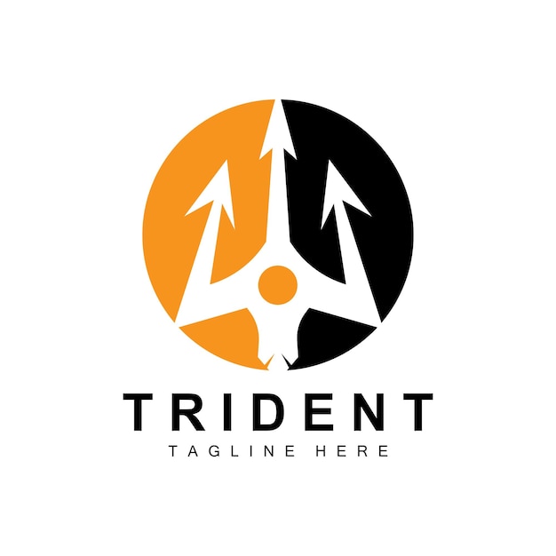 Trident logo template vector icon design deus guerra arma lança poder do oceano