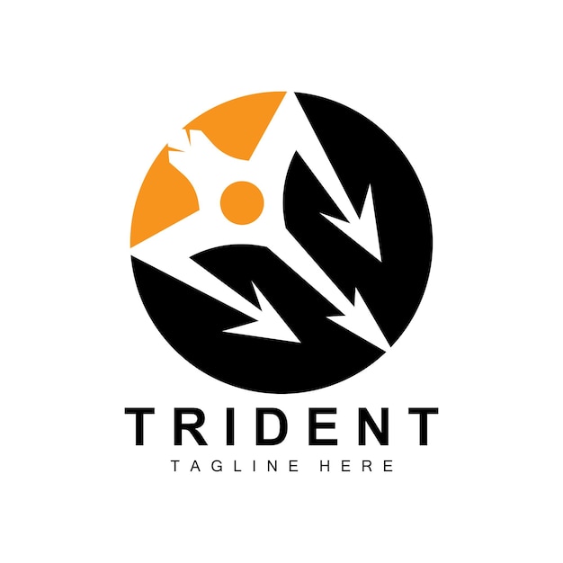 Trident logo template vector icon design deus guerra arma lança poder do oceano