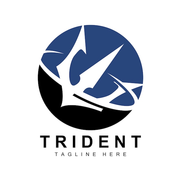 Trident logo template vector icon design deus guerra arma lança poder do oceano