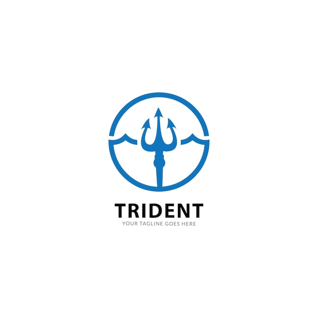 Vetor trident neptune god poseidon triton king shiva spear label logo design