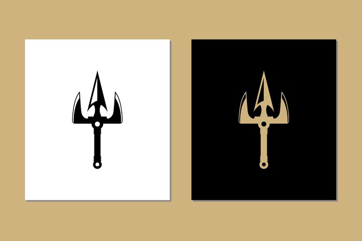 Vetor trident netuno deus poseidon triton rei lança ícone logo vector design inspiração