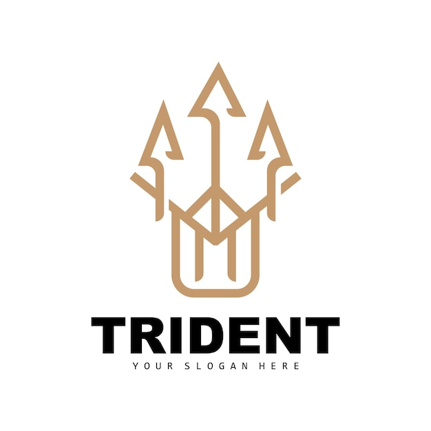 Vetor tridente logo vector lança mágica de poseidon netuno tritão rei modelo de design ícone ilustração da marca