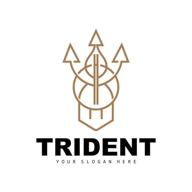 Vetor tridente logo vector lança mágica de poseidon netuno tritão rei modelo de design ícone ilustração da marca