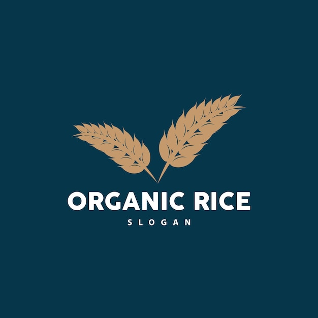 Trigo arroz logo planta agrícola orgânica vetor pão dourado material design luxo design retrô vintage tema