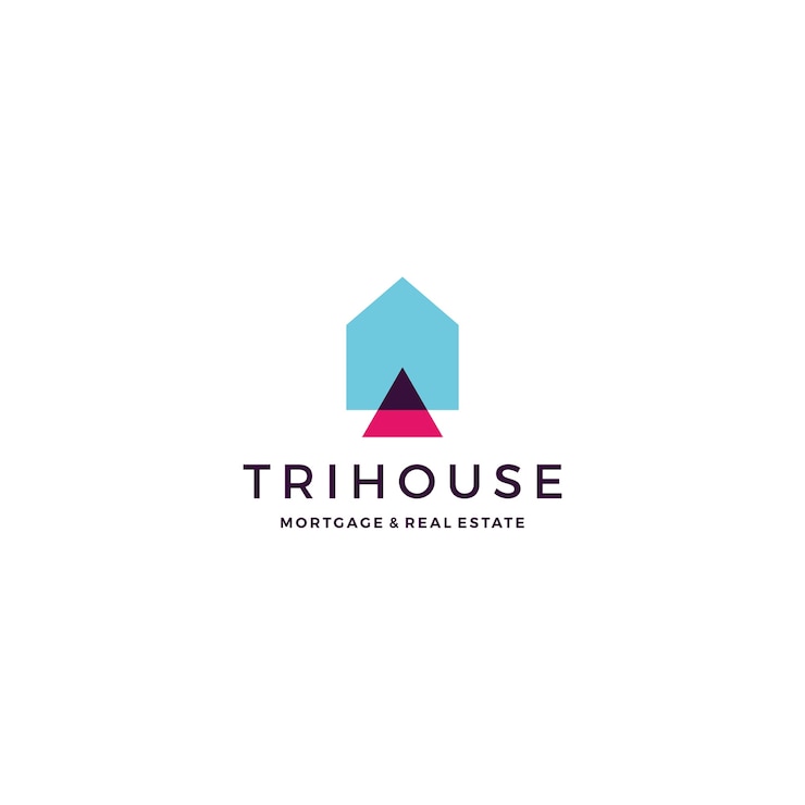 Vetor trihouse triangle house casa hipoteca imobiliário logotipo