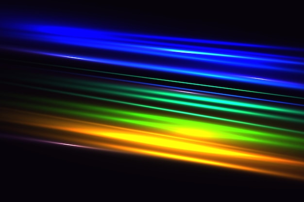 Trilhas de luz coloridas com layout geométrico e dinâmico de efeito de movimento para clube de corrida