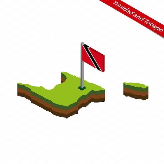 Trinidad e tobago mapa isométrico e bandeira ilustração vetorial