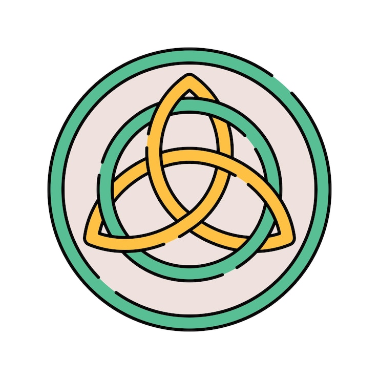 Vetor triquetra estilo de design plano entrelaçado símbolo de três loops representando unidade e eternidade