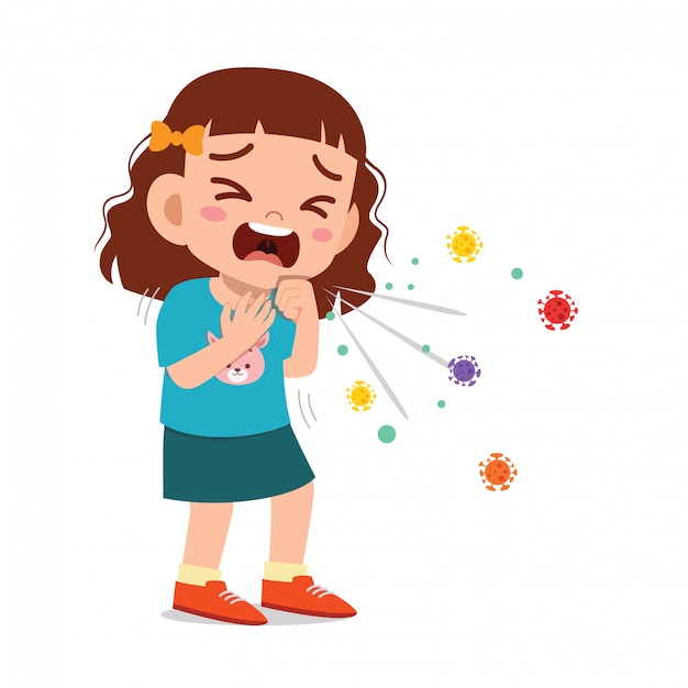 Triste menina bonitinha espirrar por causa da gripe