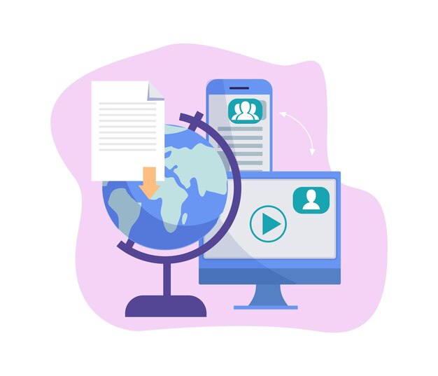 Troca de informações em todo o mundo Digitalização de ciência de dados e segurança de contas pessoais Conceito de vetor de instalações de aprendizagem