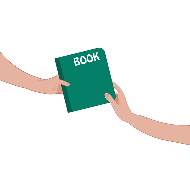 Vetor troca de livros presente um livro mãos segurando um livro verde dia mundial do livro vector